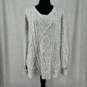 Brown Allan Knit Sweater Grey Wool Cashmere Blend Oversized Cabincore Cozy XS